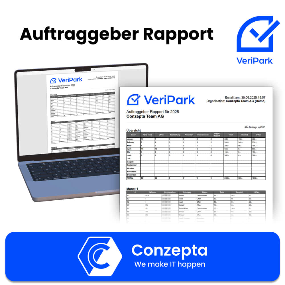 VeriPark Feature: Auftragggeber Rapport